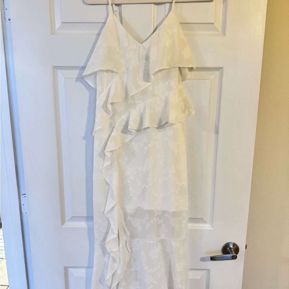 Wild Fable White Asymmetrical Ruffle Dress